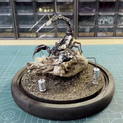 Miniatura 8 de Steampunk Mecánico Asia Escorpión Negro Escorpión Escorpión Escorpión Taxidermia para Educación Ciencia y Escritorio Artesanía