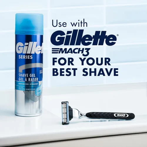 Miniatura 7 de Gillette Gel de afeitado hidratante Series 3X, 6 unidades, 7 onzas cada uno, lubricación para proteger contra la irritación, azul-blanco, 7 onzas