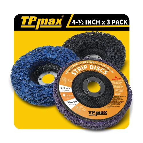 TPmax Rueda eliminadora de óxido de discos de 4-1/2 pulgadas x 7/8 pulgadas, rueda de tira de polietileno para quitar pintura y oxidación, disco