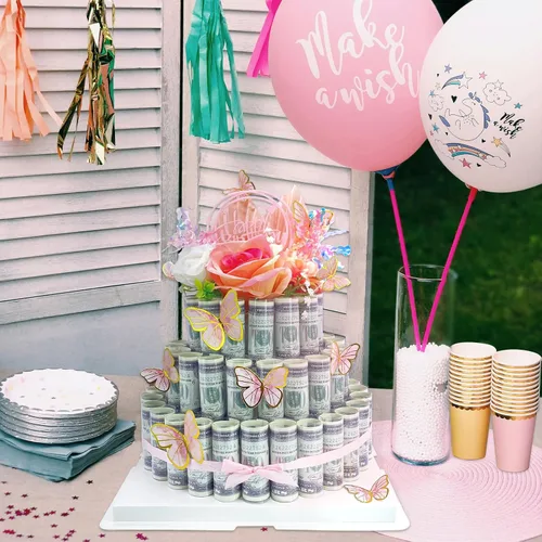 Miniatura 5 de Caja de regalo en efectivo, caja de regalo feliz, pastel de flores, regalo sorpresa para el día de San Valentín (rosa de tres niveles)