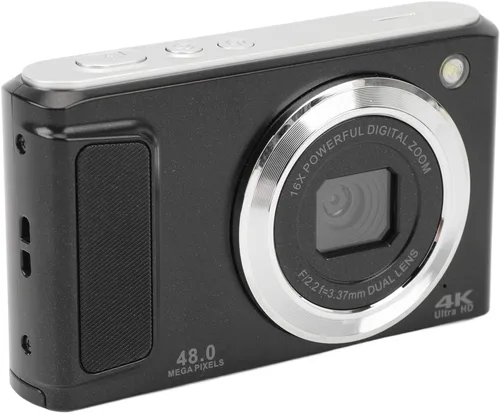 Cámara digital de 48 MP, 4K, zoom digital de 16x, pantalla, ligera, antivibración para vlogging, selfies con pantalla de 2.8 pulgadas, función de