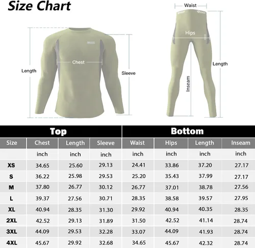 Miniatura 6 de Thermal Underwear for Men Long Johns Set with Fleece Lined Winter Hunting Gear Warm Base Layer Sport Top Bottom