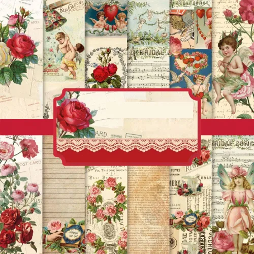 24 piezas de papel vintage para álbumes de recortes, papel de Navidad con patrón floral de una sola cara de 6 x 6 pulgadas para suministros de