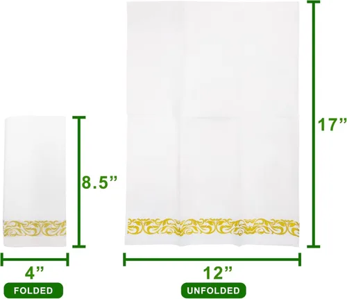 Miniatura 3 de Party Bargains Toallas desechables de lino para invitados, paquete de 50, 13 x 16 pulgadas, color blanco con impresión plateada, toallas de mano