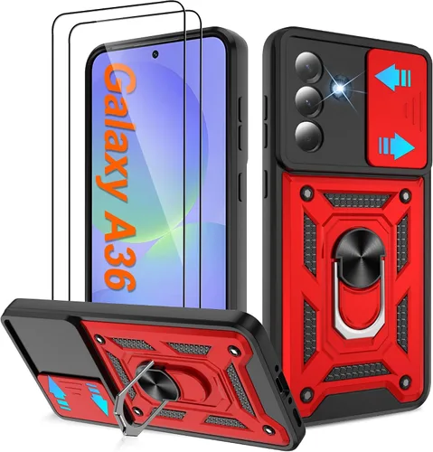 Miniatura 81 de ATUMP Funda para T-Mobile Revvl V Plus 5G con protector de pantalla HD con cubierta de cámara deslizante, soporte de anillo de rotación de 360° Negro
