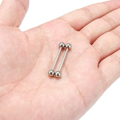 Miniatura 4 de SCERRING Piercing de titanio de grado 23 con rosca externa para pezón, retenedor de piercing 14G y 16G, se vende por par