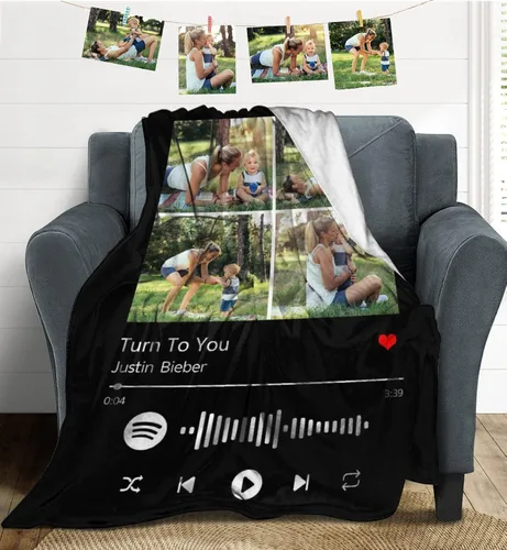 Miniatura 32 de D-Story Manta personalizada con fotos con cualquier texto - Mantas con imágenes personalizadas para Navidad, cumpleaños, regalos para parejas