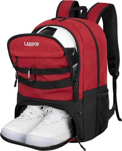 Miniatura 18 de LARIPOP Mochila de Fútbol, Bolsa de Fútbol con Soporte para Balón y Compartimento para Zapatos, Bolsas de Entrenamiento para Equipos Deportivos