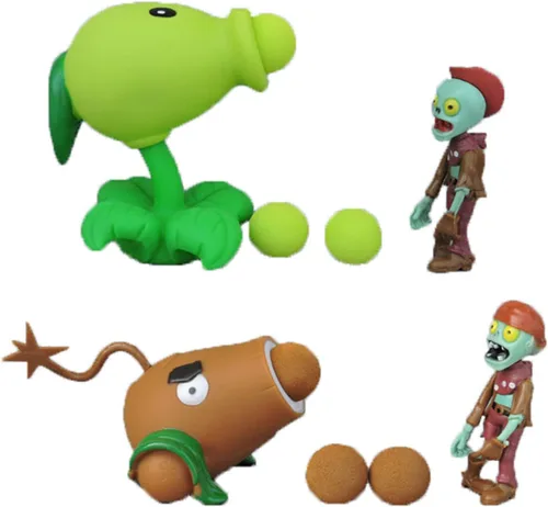 JHESAO 4 piezas de plantas PVZ juguetes figuras de acción zombies juguetes Mini PVZ Set 1 2 serie grandes regalos para niños y fanáticos, cumpleaños