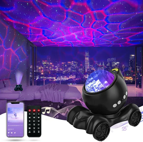 Miniatura 7 de ENOKIK Proyector de luz del norte, proyector Aurora Star Altavoz Bluetooth integrado, máquina de ruido blanco para niños y adultos, luz Galaxy