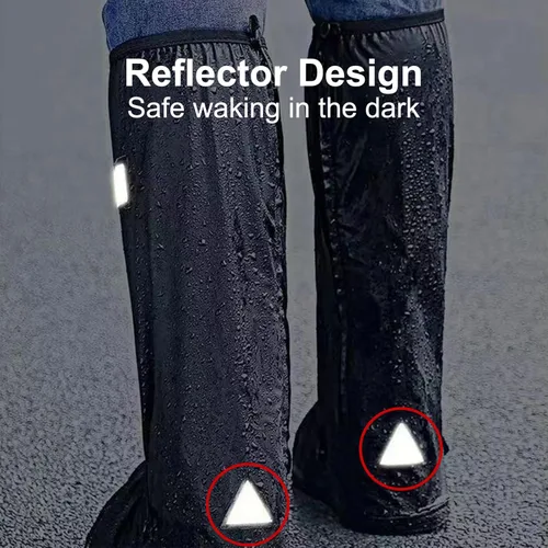 Miniatura 4 de Fundas impermeables para zapatos, reutilizables y plegables, cubierta para zapatos tipo bota de lluvia con cremallera, antideslizante, reflector