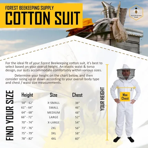 Miniatura 5 de Traje profesional de apicultura para hombres y mujeres, traje de apicultura con guantes de abeja, trajes de apicultura de algodón 100%