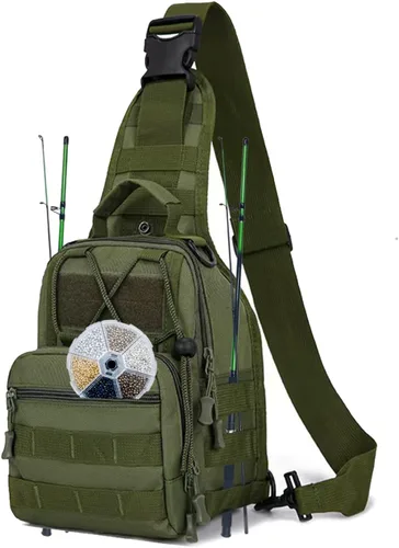 Miniatura 9 de Mochila ligera para aparejos de pesca, resistente al agua, soporte para caña de pescar todo en uno y almacenamiento