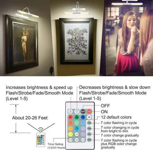 Miniatura 10 de LUXSWAY - Iluminación LED inalámbrica para marcos de fotos, iluminación recargable para exhibición de arte, clip para cuadros, luces para sobre