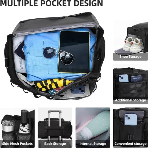 Miniatura 4 de Bolsa de gimnasio para hombres y mujeres con compartimento para zapatos, bolsa de lona convertible y mochilas de gimnasio, bolsa de gimnasio