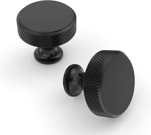 Miniatura 9 de Asidrama Paquete de 10 pomos de gabinete de cocina de oro cepillado moleteados, pomos de tocador de latón para cajones, tiradores de gabinete, pomo