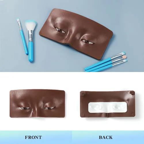 Miniatura 2 de Tabla facial de práctica de maquillaje, cara de maniquí de silicona reutilizable 3D con 5 brochas de maquillaje, cara de práctica de maquillaje
