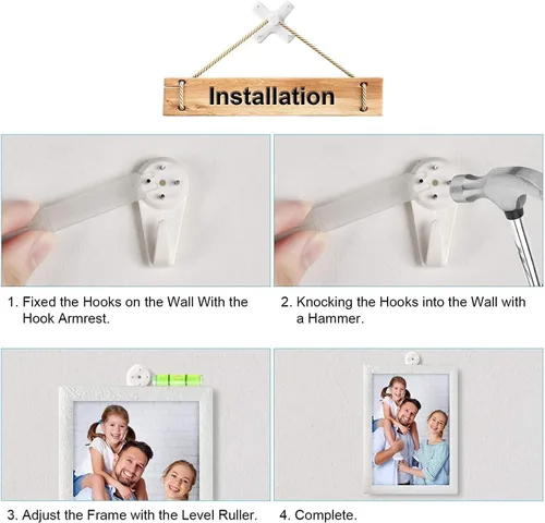 Miniatura 8 de MroMax Percha de pared dura para herrajes, sujetadores y ganchos, montaje en pared, gancho sin marcas, ganchos para marcos de fotos, 100