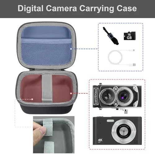 Miniatura 4 de Estuche para cámara digital Leayjeen Compatible con la cámara digital mini vintage CHUZHAO y adecuado para cámara de video portátil estilo TLR retro