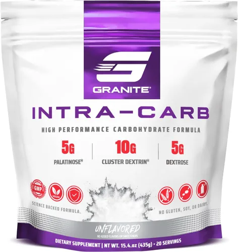 Granite Intra Carb Powder, sin sabor, mezcla de carbohidratos de alto rendimiento con dextrina en racimo, palatinosa y dextrosa, apoya la energía y