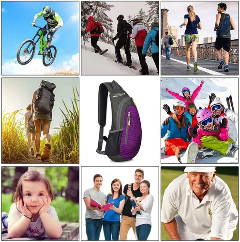 Miniatura 2 de G4Free - Bolso bandolera para hombres y mujeres, mochila pequeña de pecho y hombro ligera para viajes, actividades al aire libre y deportes (Morado)