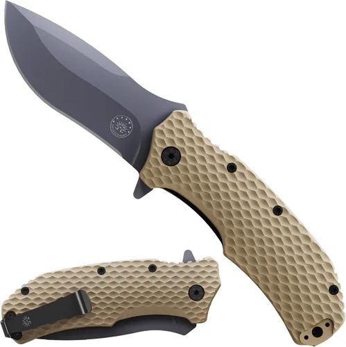 Miniatura 11 de Off-Grid Knives - Apagón de fuego rápido - Cuchillo plegable grande para acampar y EDC, acero de hoja criogénico D2, revestimiento de nitruro