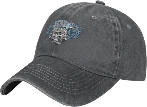 Cowboy Hat Trendy Hats for Man and Women Djustable Four Season Outdoor Baseball Cap of Hell Skull with Angel Deep Heather