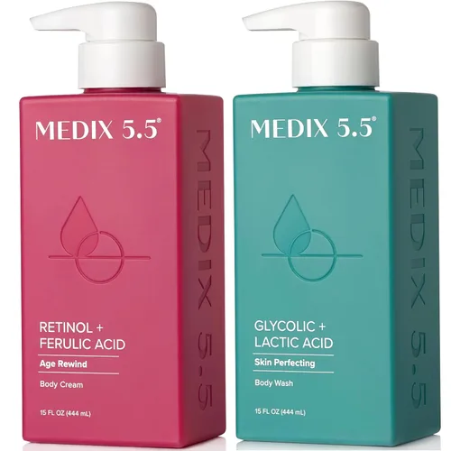 Miniatura 13 de MEDIX - Juego de 3 piezas para el cuidado de la piel antienvejecimiento Limpiador facial y corporal espumoso exfoliante con ácido glicólico AHA +