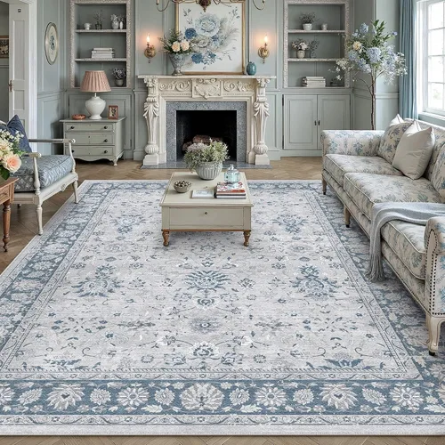Miniatura 84 de PureCozy - Alfombra de área beige de 8 x 10, lavable, vintage, alfombra para sala de estar, dormitorio, gran alfombra suave retro de pelo bajo