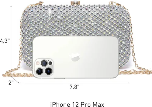 Miniatura 4 de Dasein Bolso de mano con diamantes de imitación para mujer, bolsa de noche brillante con cierre de cristal para fiesta formal de graduación, boda