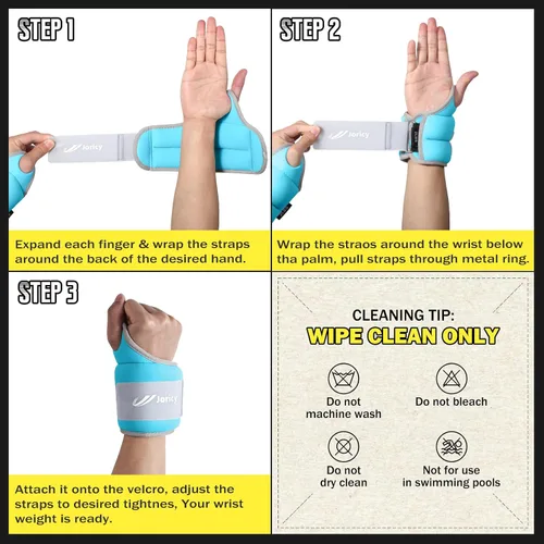 Miniatura 7 de Pesas de muñeca con trabillas para el pulgar para mujeres y hombres, 1 par de 2, 3, 4, 5, 6 libras, pesas de brazo y tobillo, guantes