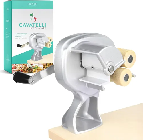 O'Creme Cavatelli - Máquina para hacer pasta italiana original, rodillo de pasta italiana, rodillos de madera con revestimiento antiadherente,