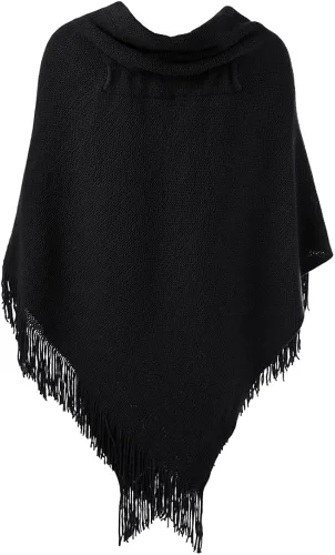 Miniatura 2 de Ferand Poncho de ajuste holgado para mujer con botones de cuerno elegantes, cuello en V y dobladillo en V