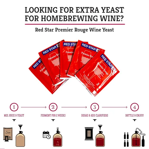 Miniatura 4 de Craft A Brew - Levadura de vino Red Star Premier Rouge - Levadura de vino seco - Para vinos tintos aromáticos con cuerpo completo - Ingredientes