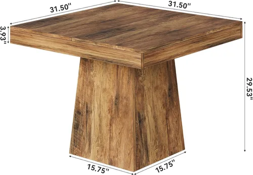 Miniatura 2 de LITTLE TREE Mesa de comedor para 4 personas, mesa de cocina pequeña cuadrada de 31.5 pulgadas, mesa de comedor de granja con base de pedestal Gris