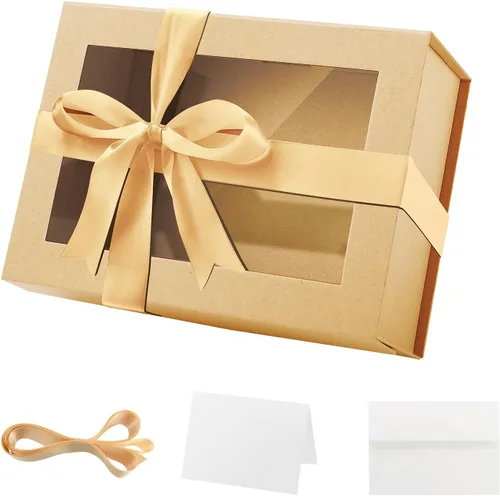 Miniatura 8 de PACKQUEEN 5 cajas de regalo negras grandes con ventanas, 13.5 x 9 x 4.1 pulgadas, cajas de regalo con ventanas transparentes para regalos que