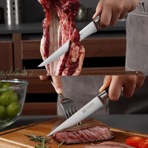 Miniatura 7 de PAUDIN Juego de bloque de cuchillos, 15 piezas, con bloque, juego de cuchillos de cocina de acero inoxidable de alto carbono con afilador, juego