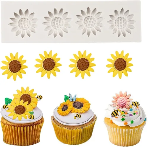 Miniatura 10 de Moldes de silicona de girasol para fondant de hojas de girasol para decoración de pasteles de caramelo de chocolate, decoración de cupcakes, pasta