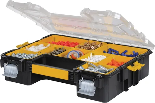 DEWALT Organizador de piezas pequeñas, caja de almacenamiento de hardware con separadores extraíbles, 10 compartimentos (DWST14825)