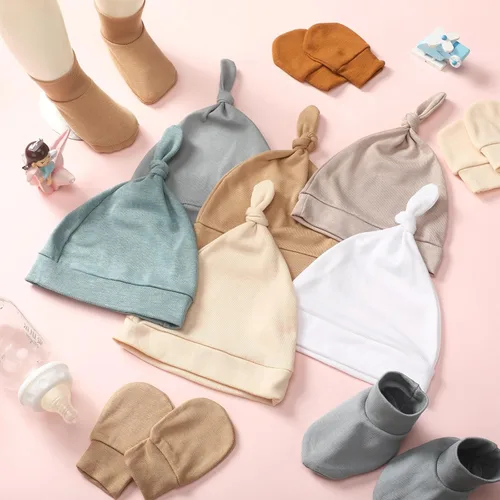 Miniatura 3 de Toulite Juego de 10 calcetines para bebé recién nacido, gorro y manoplas suaves para el tobillo, para niños y niñas