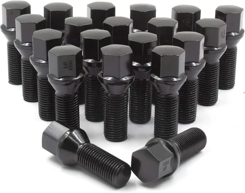 Miniatura 18 de Wheel Accessories Parts 20 pernos de bola de rosca M15x1.25 15x1.25 para asiento de bola con acabado negro, longitud del vástago de 1.57 pulgadas