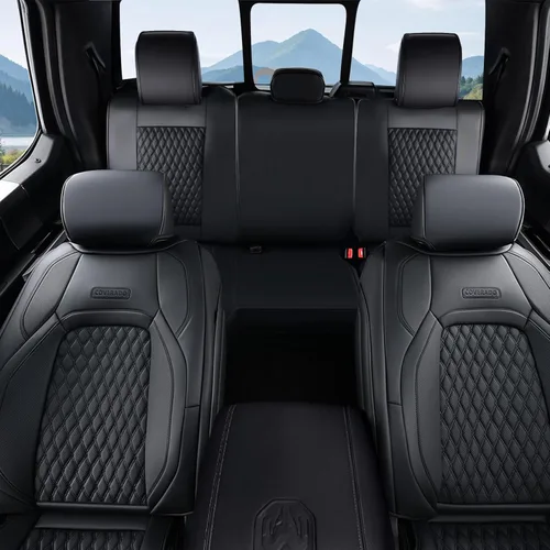 Miniatura 8 de Coverado Fundas de Asientos de Automóvil Juego Completo, Fundas de Asientos de Automóvil de Cuero Impermeables para Dodge RAM 1500 Compatible