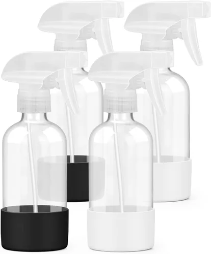 Miniatura 12 de Worldgsb 2 unidades de botellas de spray de vidrio de 8 oz, contenedores vacíos rellenables con protección de funda de silicona, botellas de spray