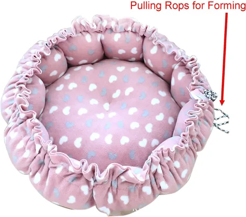 Miniatura 2 de Cama para gatos, nido de algodón rosa de 13 pulgadas de diámetro, para gatos, perros y otras mascotas (pequeño)