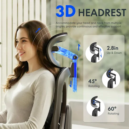 Miniatura 4 de FLEXISPOT ErgoX Premium - Silla de Oficina Ergonómica Premium con Reposapiés - Reposabrazos 3D Ajustables, Soporte Lumbar Dinámico, Función de Crema