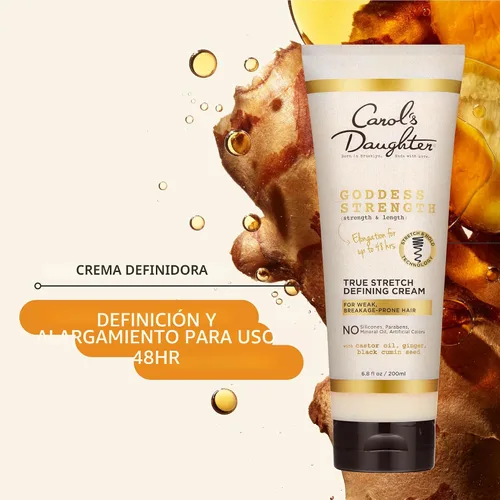 Miniatura 5 de Carol's Daughter Goddess Strength True Stretch Defining Hair Cream para ondas, espirales y rizos, crema definidora de rizos con aceite de ricino