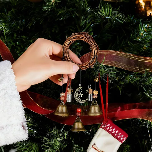Miniatura 2 de Campanas de Bruja para Protección del Hogar, Decoración Pagana para Atraer lo Positivo y Expulsar lo Negativo, Campanas de Navidad Plateadas