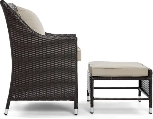 Miniatura 17 de Serta Laguna - Juego de muebles de patio para exteriores, 5 piezas, sillas reclinables de mimbre marrón con otomanas, cojines y mesa auxiliar