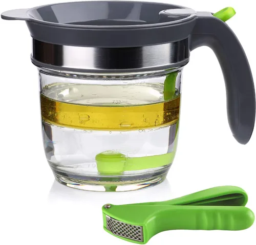 Miniatura 2 de IVYHOME Separador de grasa de plástico de 4 tazas con liberación inferior, separador de salsa para cocinar, colador de grasa de sopa y aceite, taza