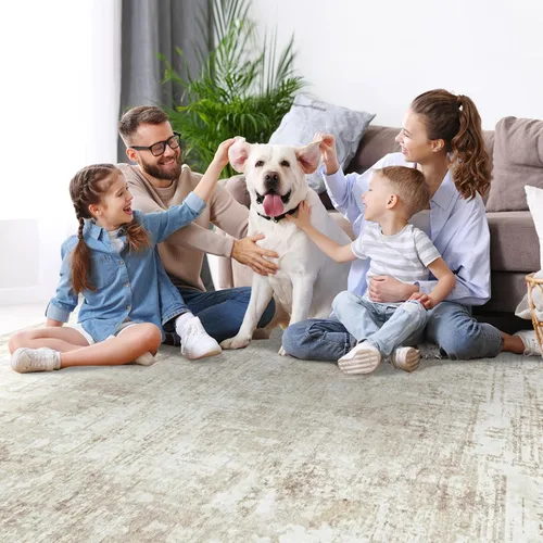 Miniatura 7 de Alfombra lavable de 4 x 6 pies para sala de estar, alfombra grande moderna para comedor y dormitorio, antideslizante, pelo bajo, 4 x 6 pulgadas